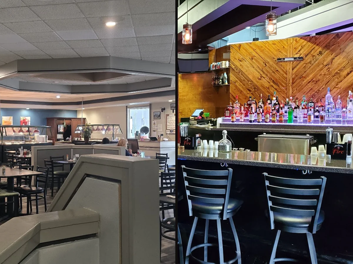 Spacious dining space for lunch and dinner.